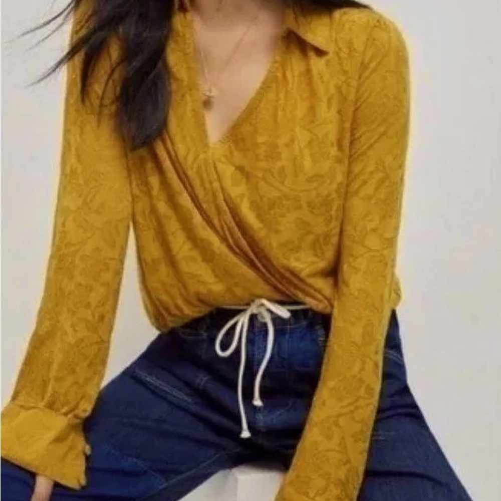 Maeve Lydia Surplice Blouse gold